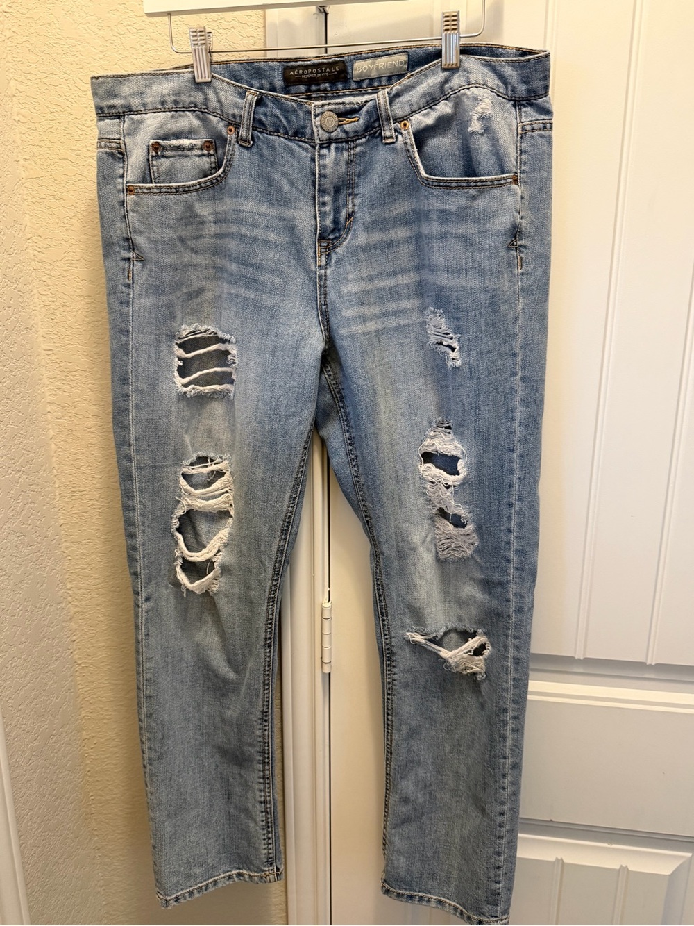 Aeropostale Light Wash Distressed Boyfriend Jeans
